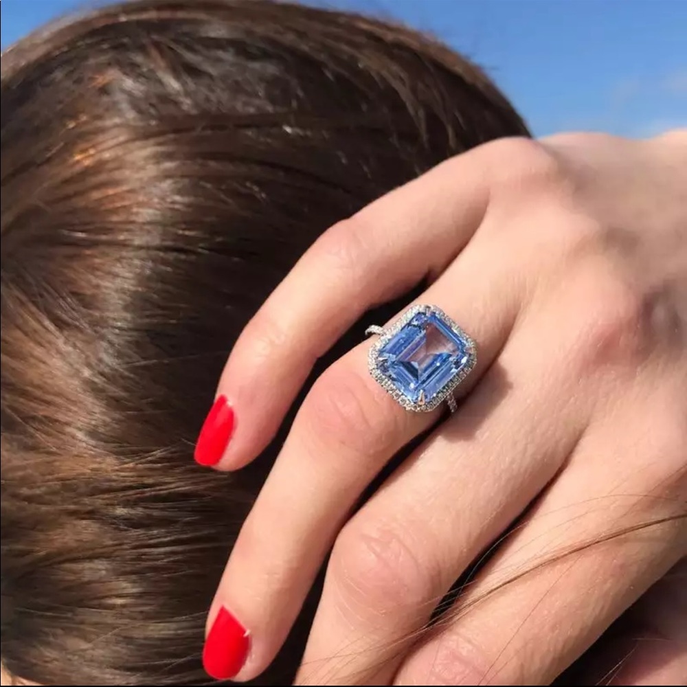 New 925 Silver Luxury Beautiful Sapphire Ring - Picture 4 of 4